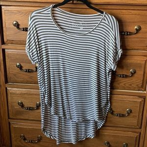 White and army green stripped short sleeve shirt